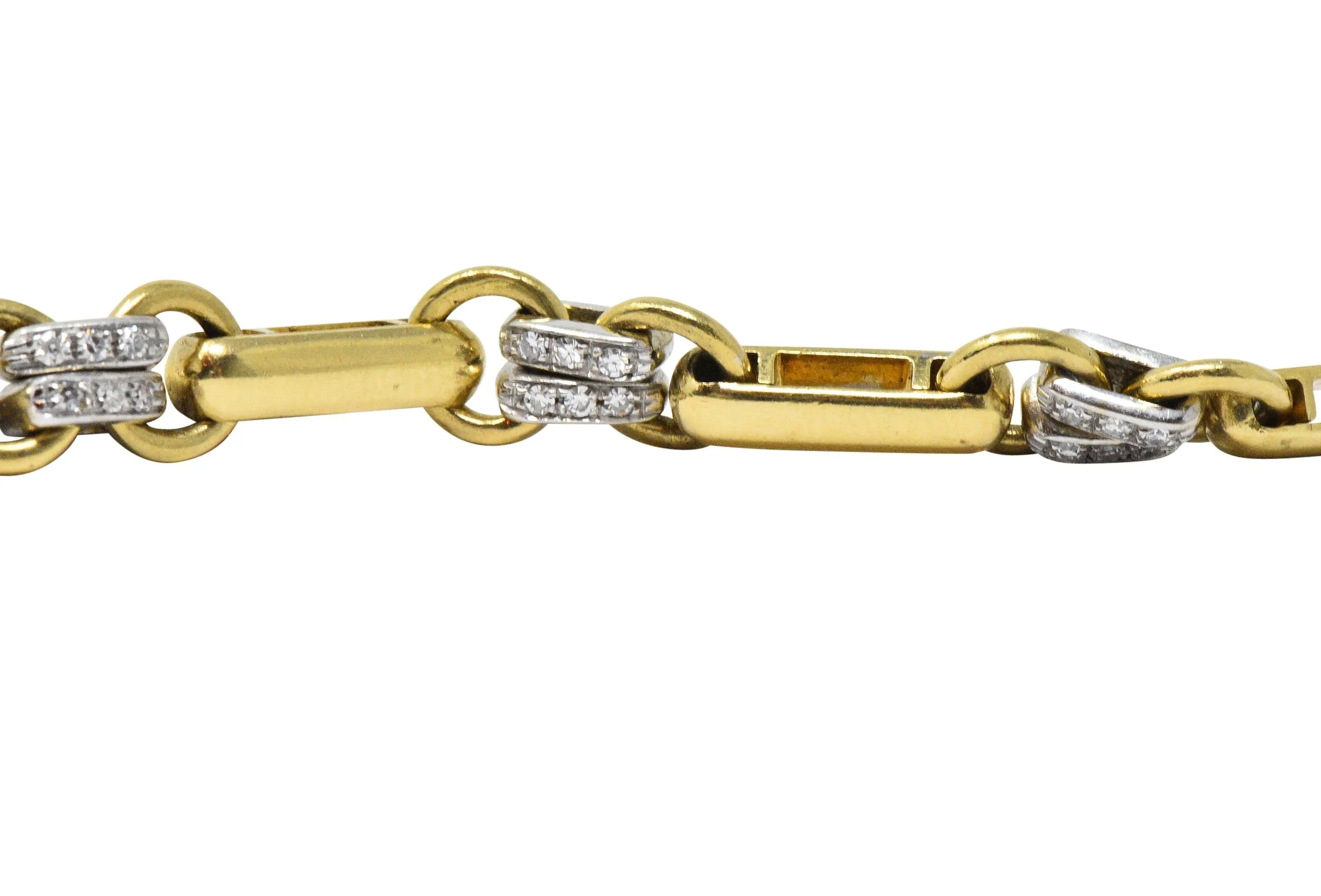 Tiffany & Co. 1.05 CTW Diamond 18 Karat Two-Tone Gold Link Necklace