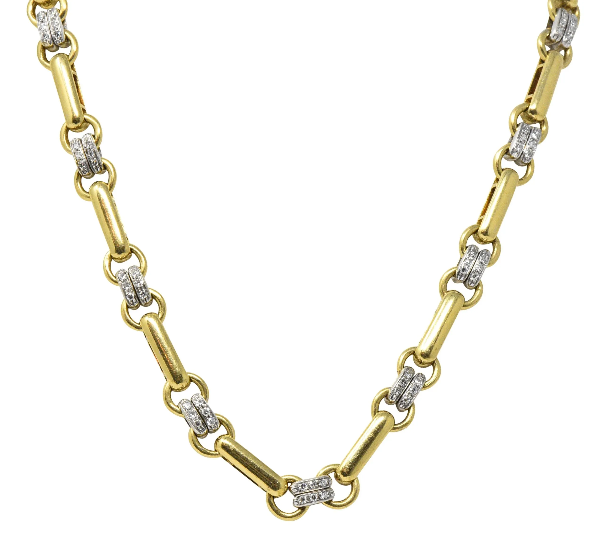 Tiffany & Co. 1.05 CTW Diamond 18 Karat Two-Tone Gold Link Necklace