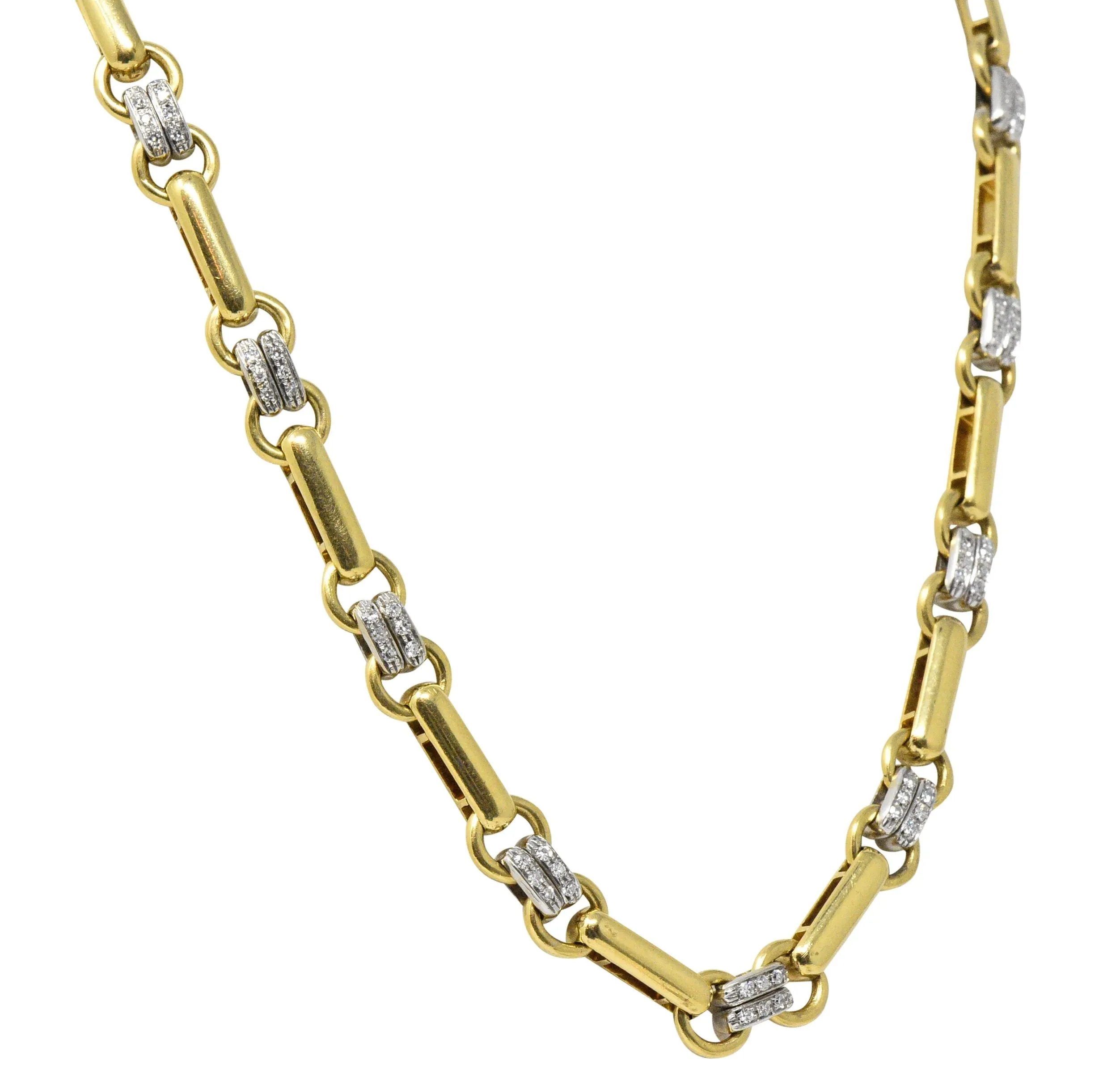Tiffany & Co. 1.05 CTW Diamond 18 Karat Two-Tone Gold Link Necklace