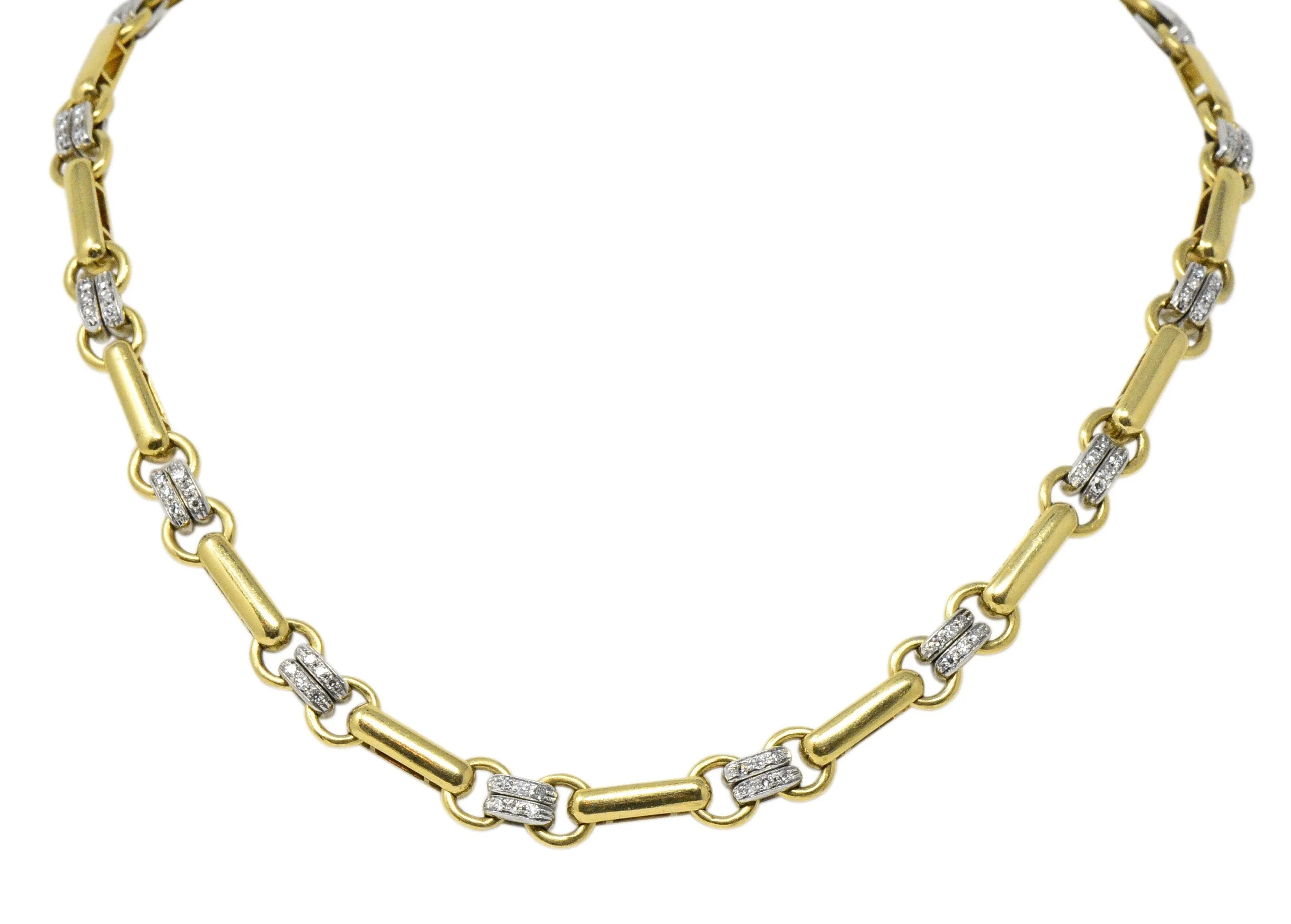 Tiffany & Co. 1.05 CTW Diamond 18 Karat Two-Tone Gold Link Necklace