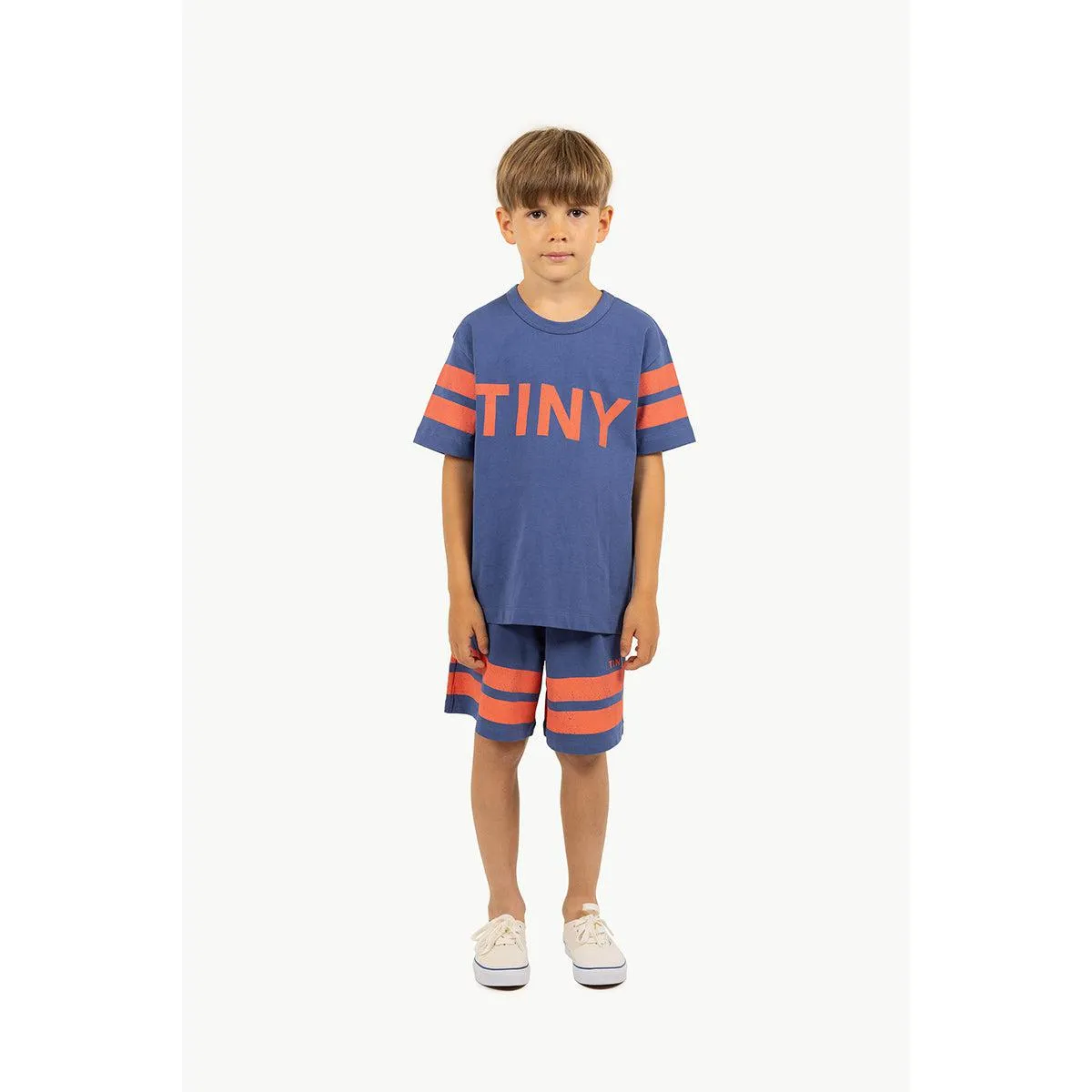 Tiny Cottons - Stripes logo tee - light navy