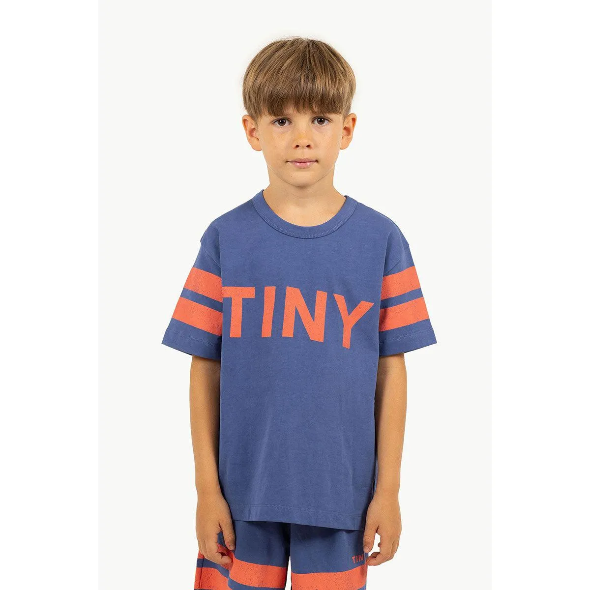 Tiny Cottons - Stripes logo tee - light navy