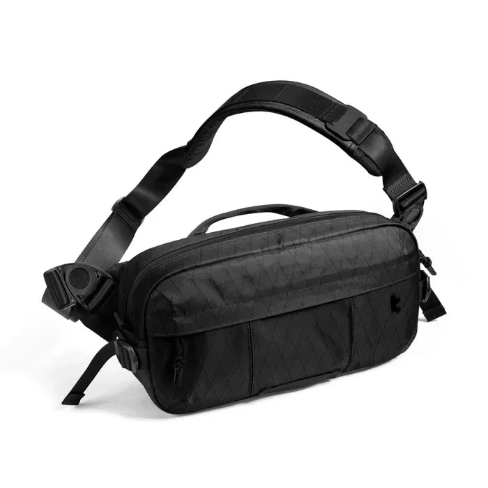 Tomtoc X-Pac Sling Bag | 5.5L Water-Resistant Crossbody, Black/Brown, Fits Steam Deck & 2024 iPad Mini