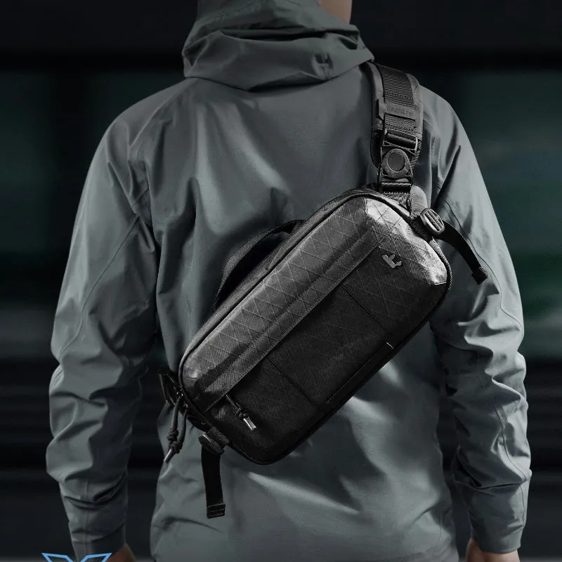 Tomtoc X-Pac Sling Bag | 5.5L Water-Resistant Crossbody, Black/Brown, Fits Steam Deck & 2024 iPad Mini