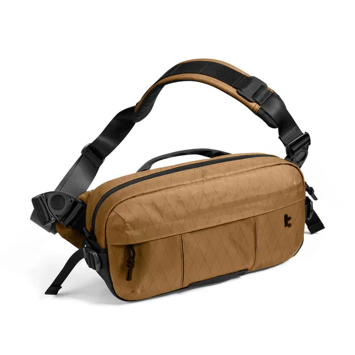 Tomtoc X-Pac Sling Bag | 5.5L Water-Resistant Crossbody, Black/Brown, Fits Steam Deck & 2024 iPad Mini