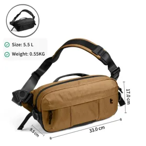 Tomtoc X-Pac Sling Bag | 5.5L Water-Resistant Crossbody, Black/Brown, Fits Steam Deck & 2024 iPad Mini