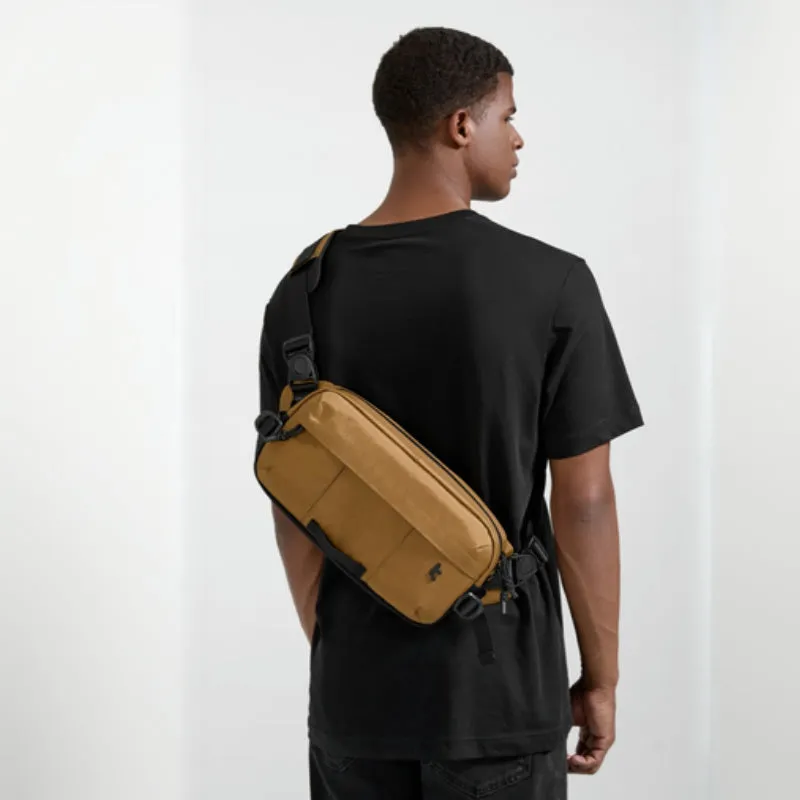 Tomtoc X-Pac Sling Bag | 5.5L Water-Resistant Crossbody, Black/Brown, Fits Steam Deck & 2024 iPad Mini