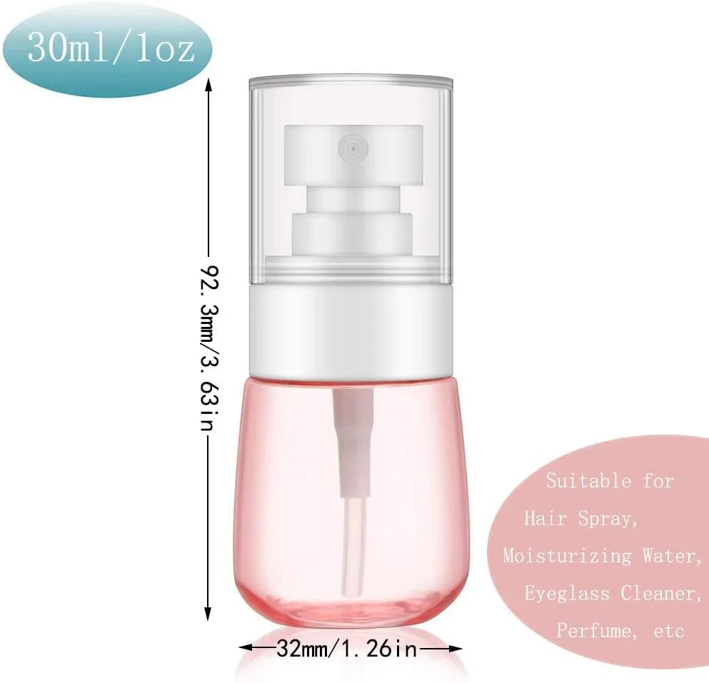TOSERSPBE Spray Water Bottle Hair Mister Fine Mist Stylist Sprayers 360 Empty Small Misting Spritzer erfume Atomizer with Pump Clear Containers (4PCS/1oz)