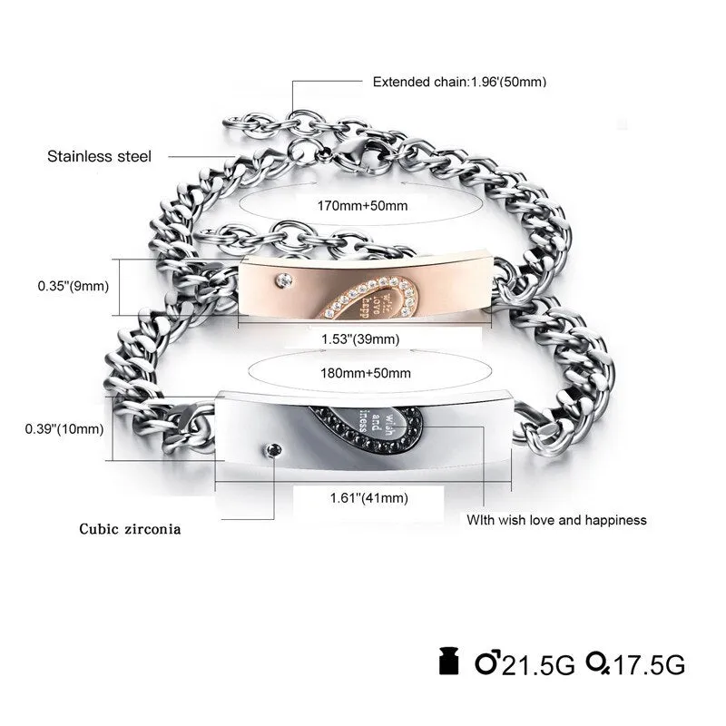 Trend Couple Bracelet Fashion Stainless Steel  Lover's Bracelet