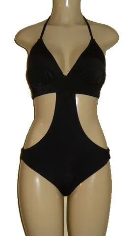 Triangle top rib band swimsuit monokini