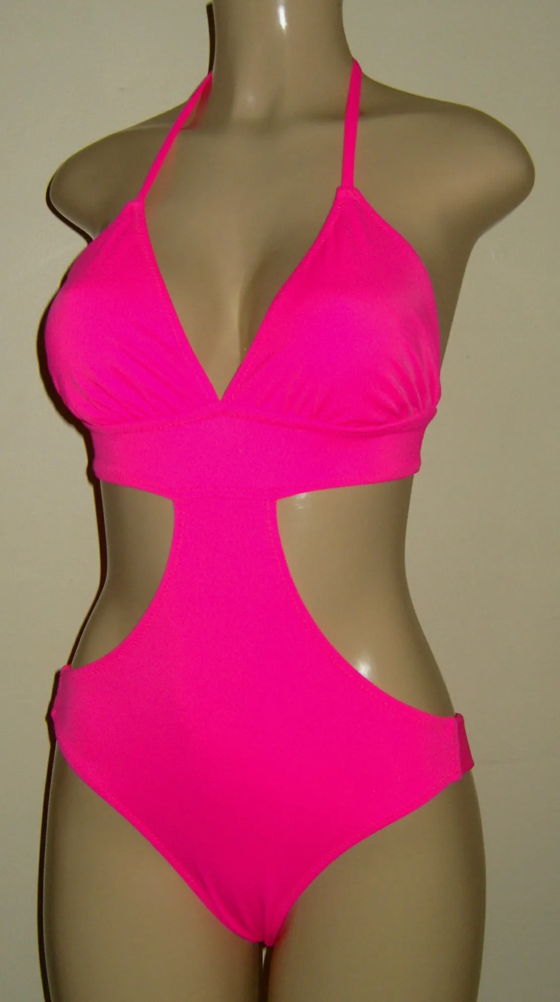 Triangle top rib band swimsuit monokini