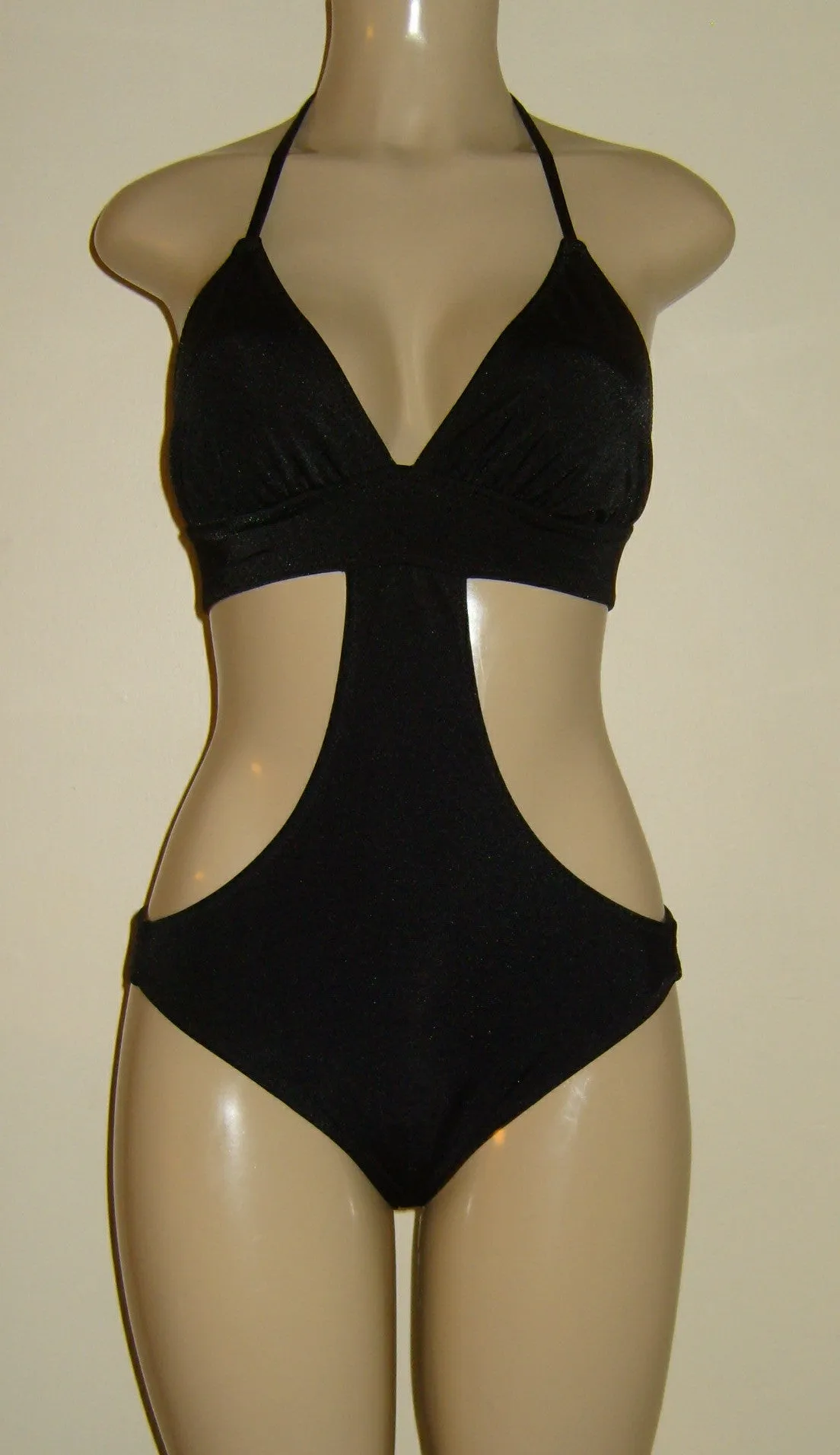 Triangle top rib band swimsuit monokini