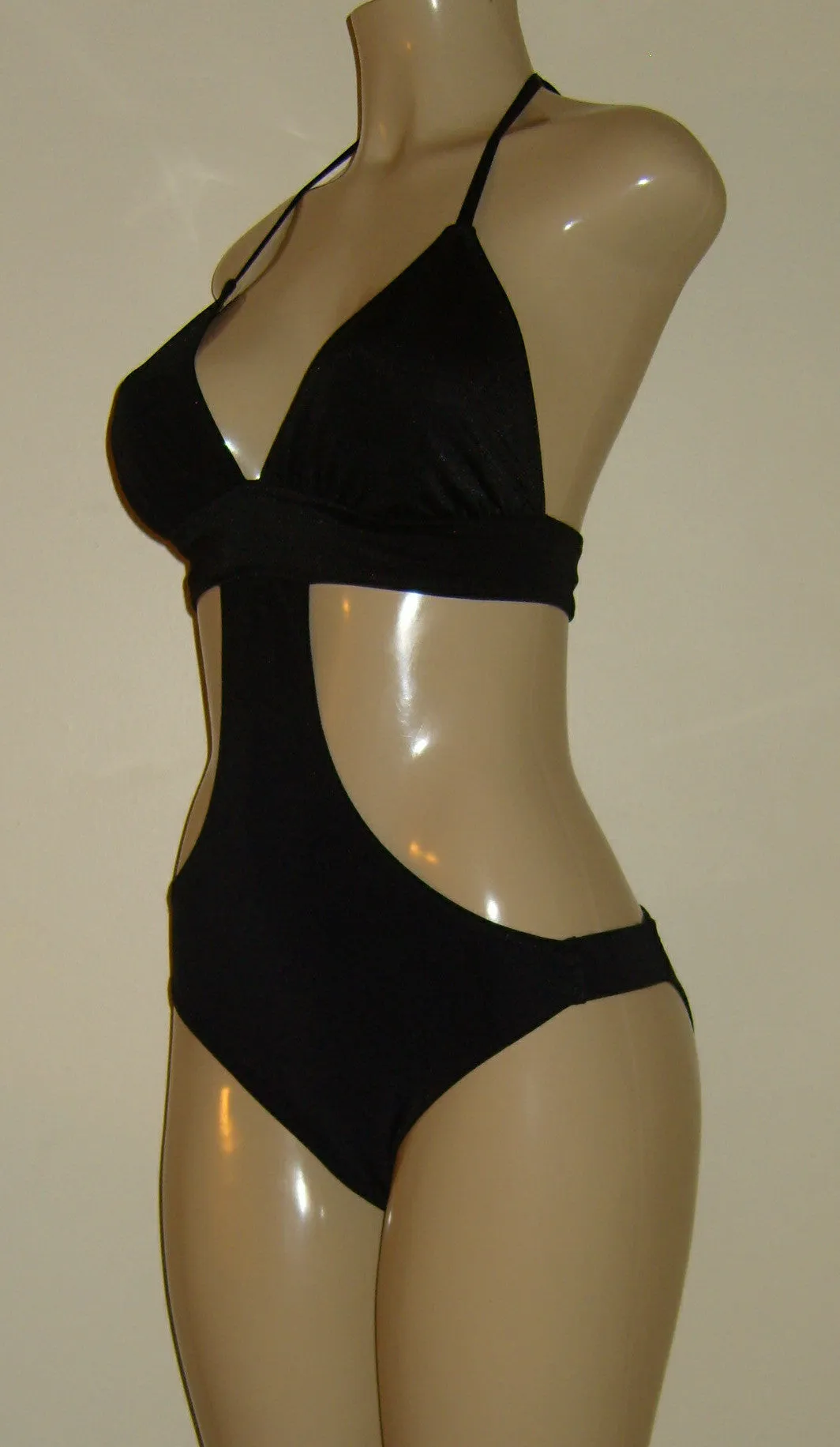 Triangle top rib band swimsuit monokini