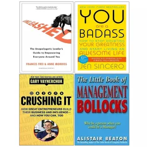 Unleashed, The Little Book Of Management Bollocks, Crushing It!, You Are a Badass 4 Books Collection Set
