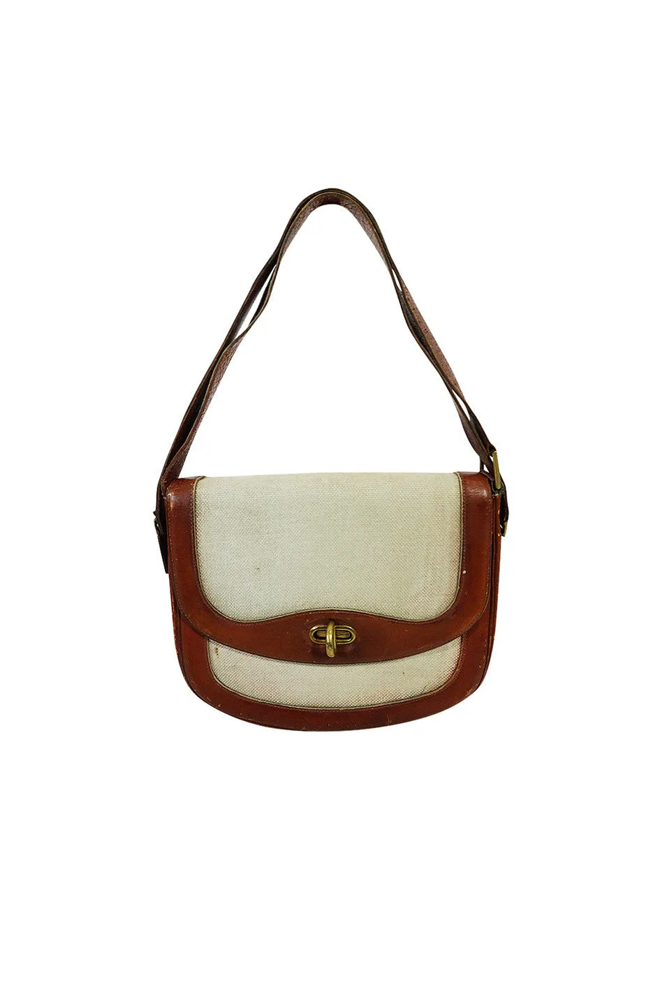 Unusual 1960s Hermes Canvas Bag with Interchangeable Strap