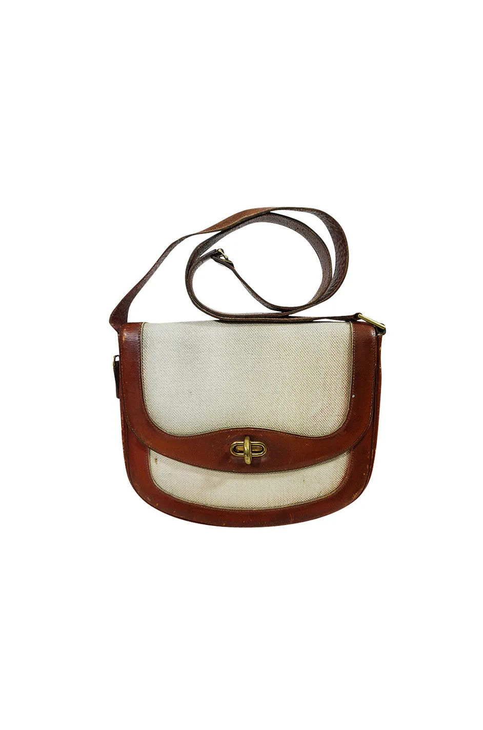 Unusual 1960s Hermes Canvas Bag with Interchangeable Strap