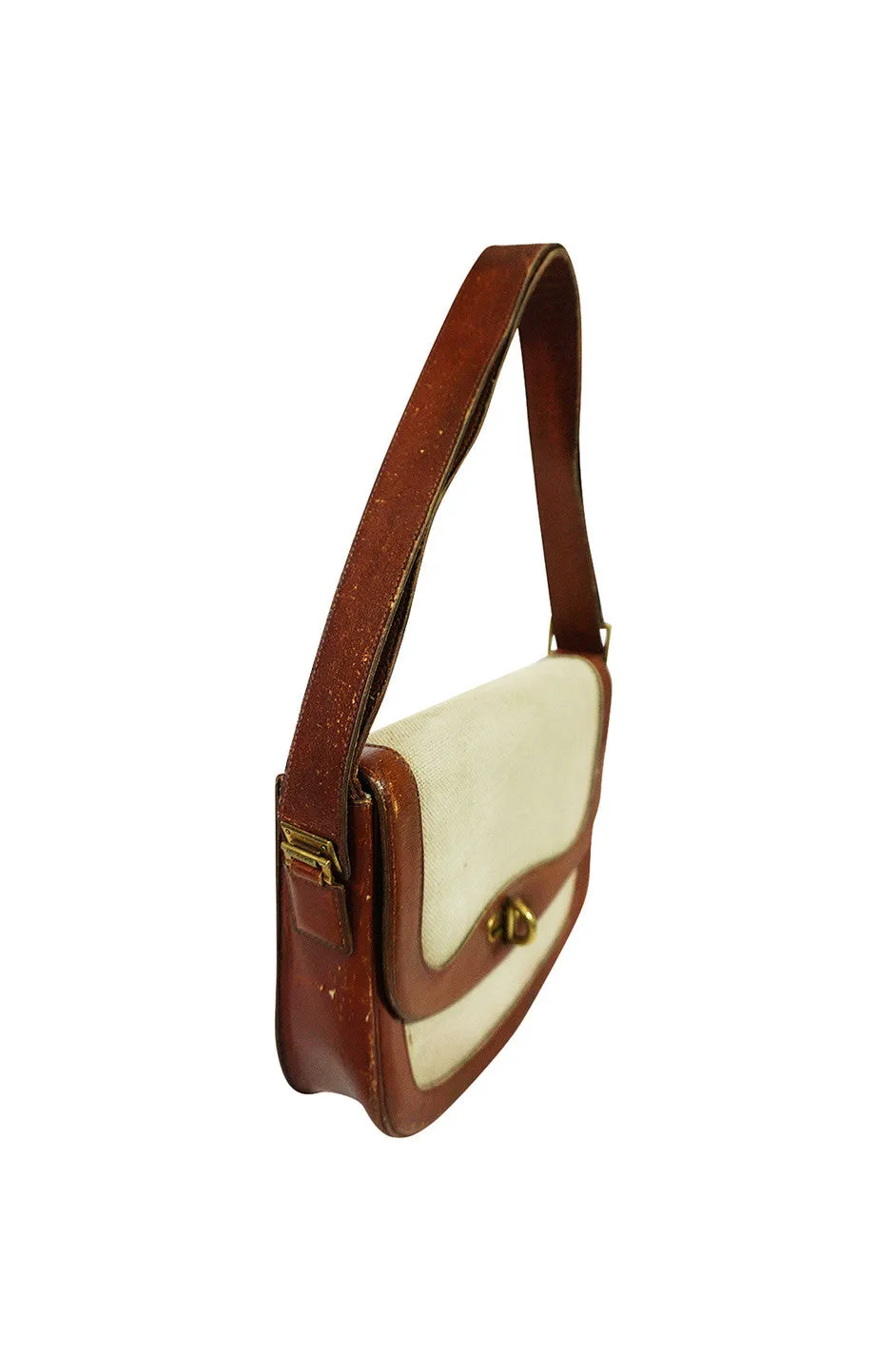 Unusual 1960s Hermes Canvas Bag with Interchangeable Strap