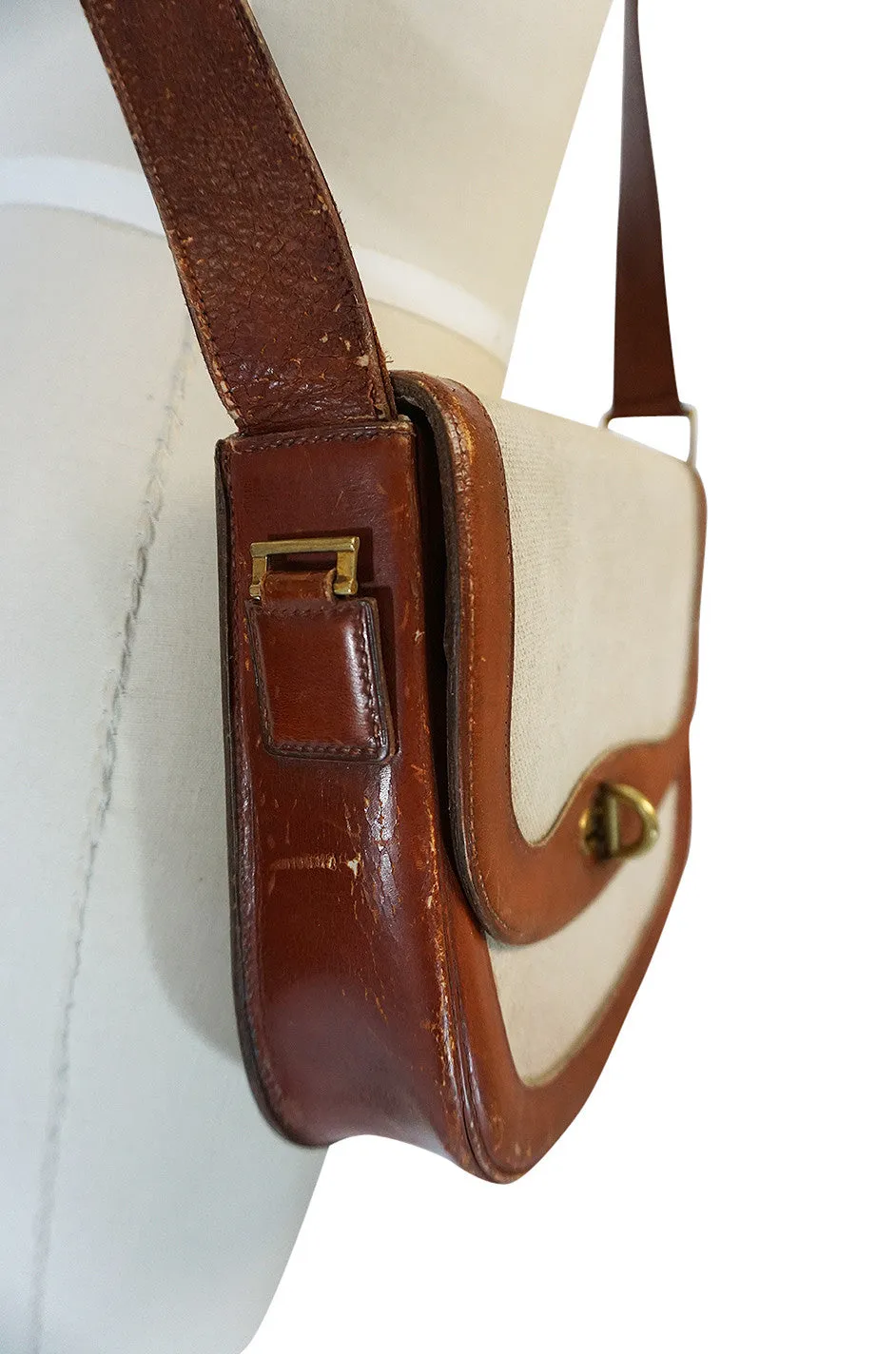Unusual 1960s Hermes Canvas Bag with Interchangeable Strap