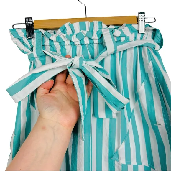 Urban Outfitters Tiffany Belted Costal Striped High Rise Paperbag Mini Skirt M