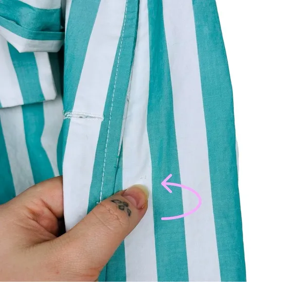 Urban Outfitters Tiffany Belted Costal Striped High Rise Paperbag Mini Skirt M