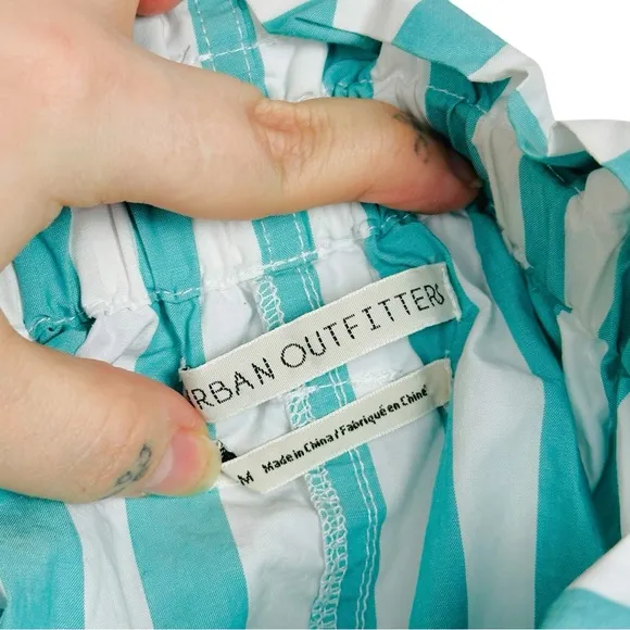 Urban Outfitters Tiffany Belted Costal Striped High Rise Paperbag Mini Skirt M