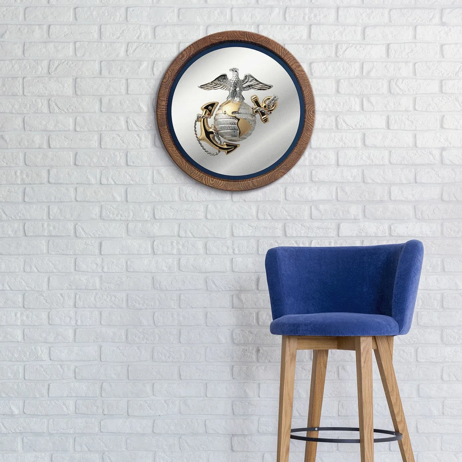 US Marine Corps: "Faux" Barrel Top Mirrored Wall Sign
