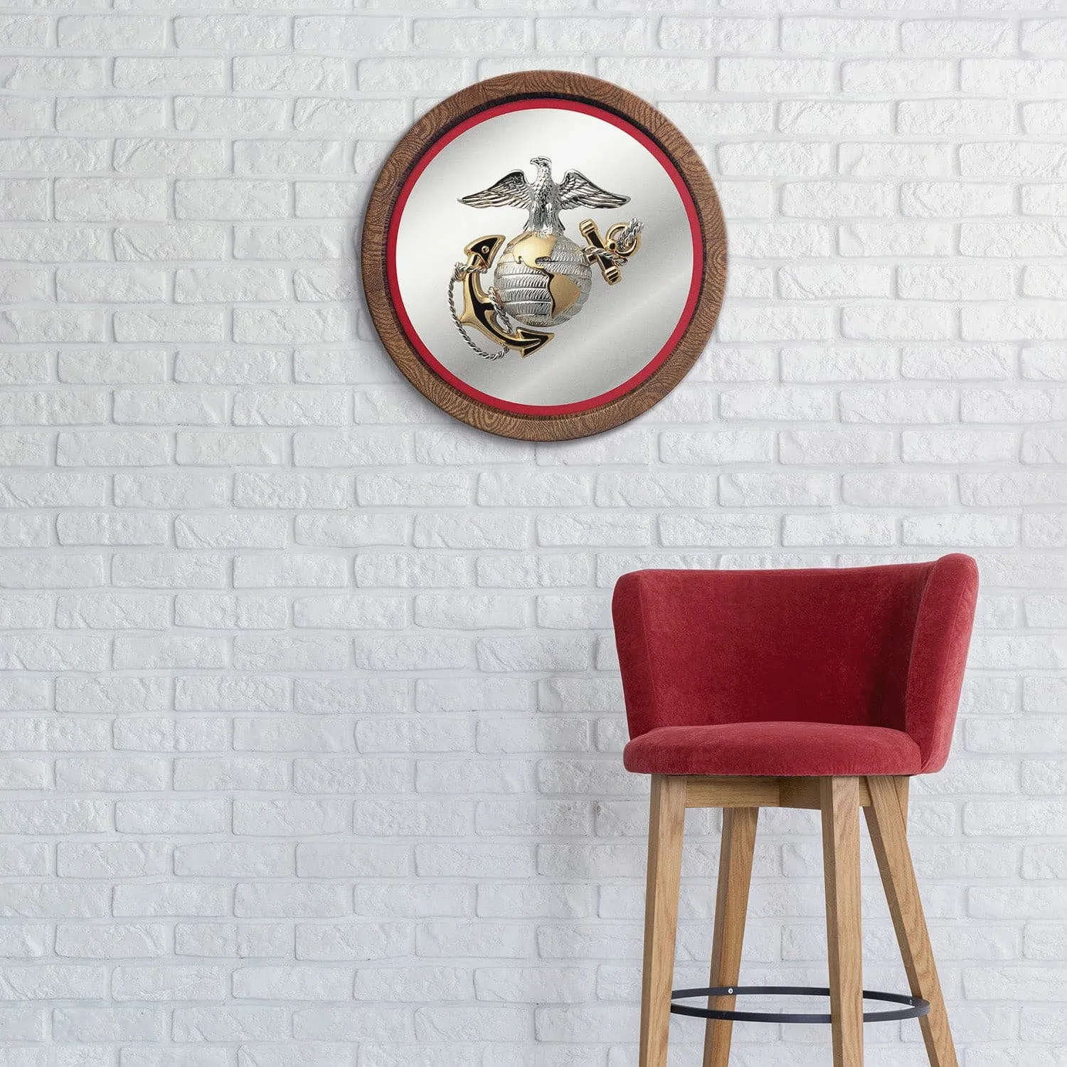US Marine Corps: "Faux" Barrel Top Mirrored Wall Sign