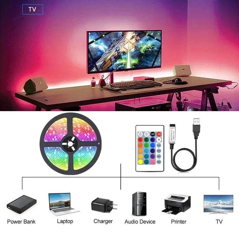 USB RGB LED Strip Lights with App Control for Room & TV Backlight Decor