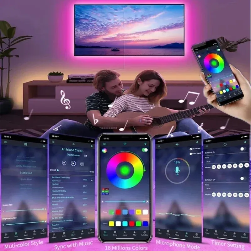 USB RGB LED Strip Lights with App Control for Room & TV Backlight Decor