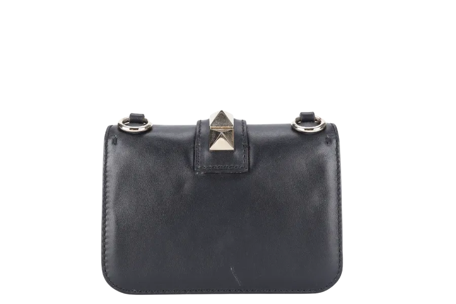 VALENTINO ROCKSTUD GLAM LOCK SMALL BLACK LEATHER GOLD HARDWARE NO DUST COVER