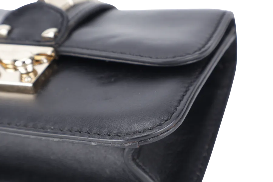 VALENTINO ROCKSTUD GLAM LOCK SMALL BLACK LEATHER GOLD HARDWARE NO DUST COVER