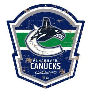 Vancouver Canucks 22" PVC Distressed Shield