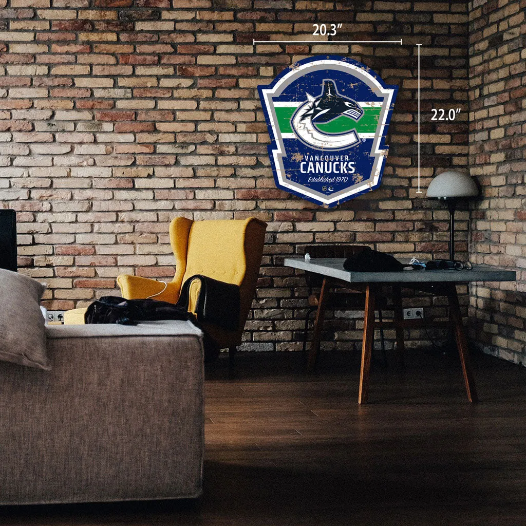 Vancouver Canucks 22" PVC Distressed Shield