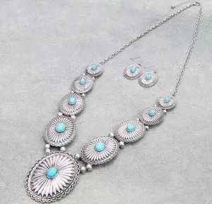 Verity Fashion Y Necklace & Earrings - Turquoise