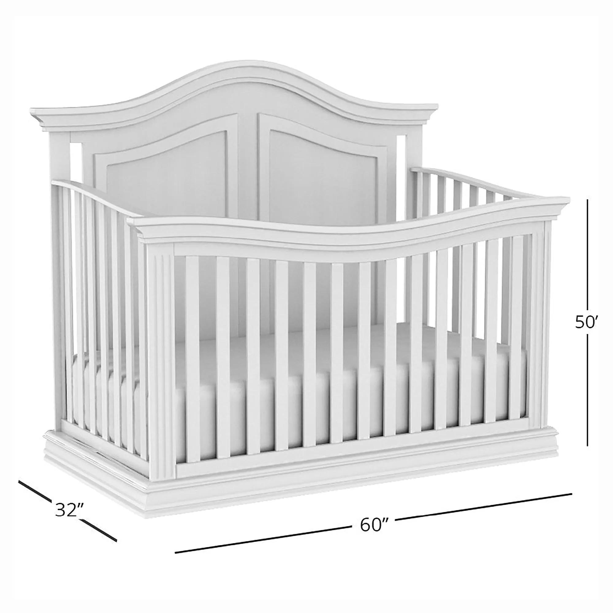 Verona 4 in 1 Baby Crib and Bed,  White