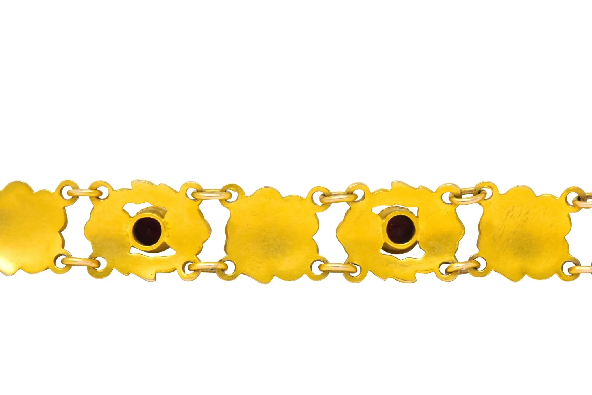 Victorian 0.45 CTW Ruby 14 Karat Gold Flower Link Bracelet