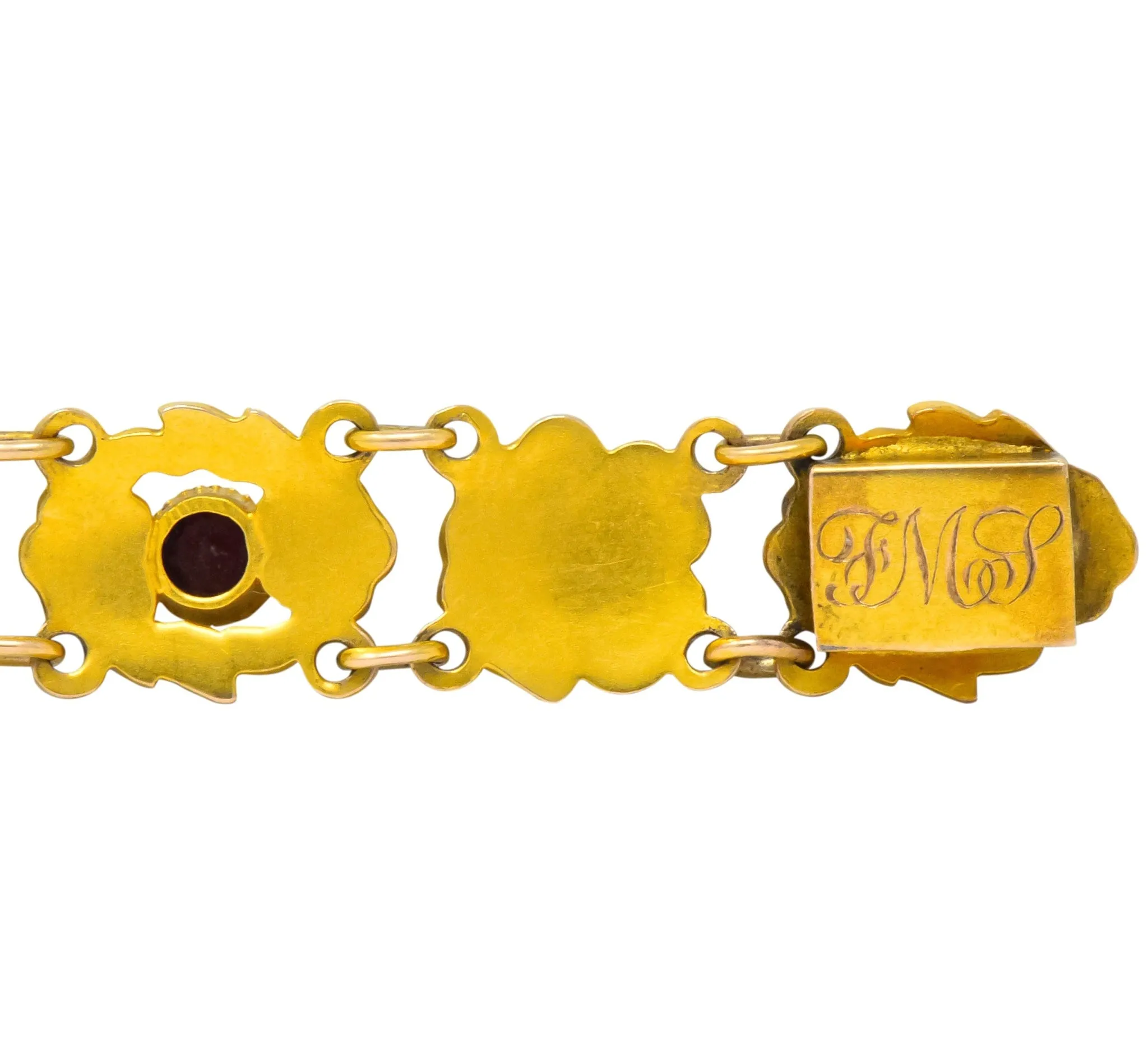 Victorian 0.45 CTW Ruby 14 Karat Gold Flower Link Bracelet