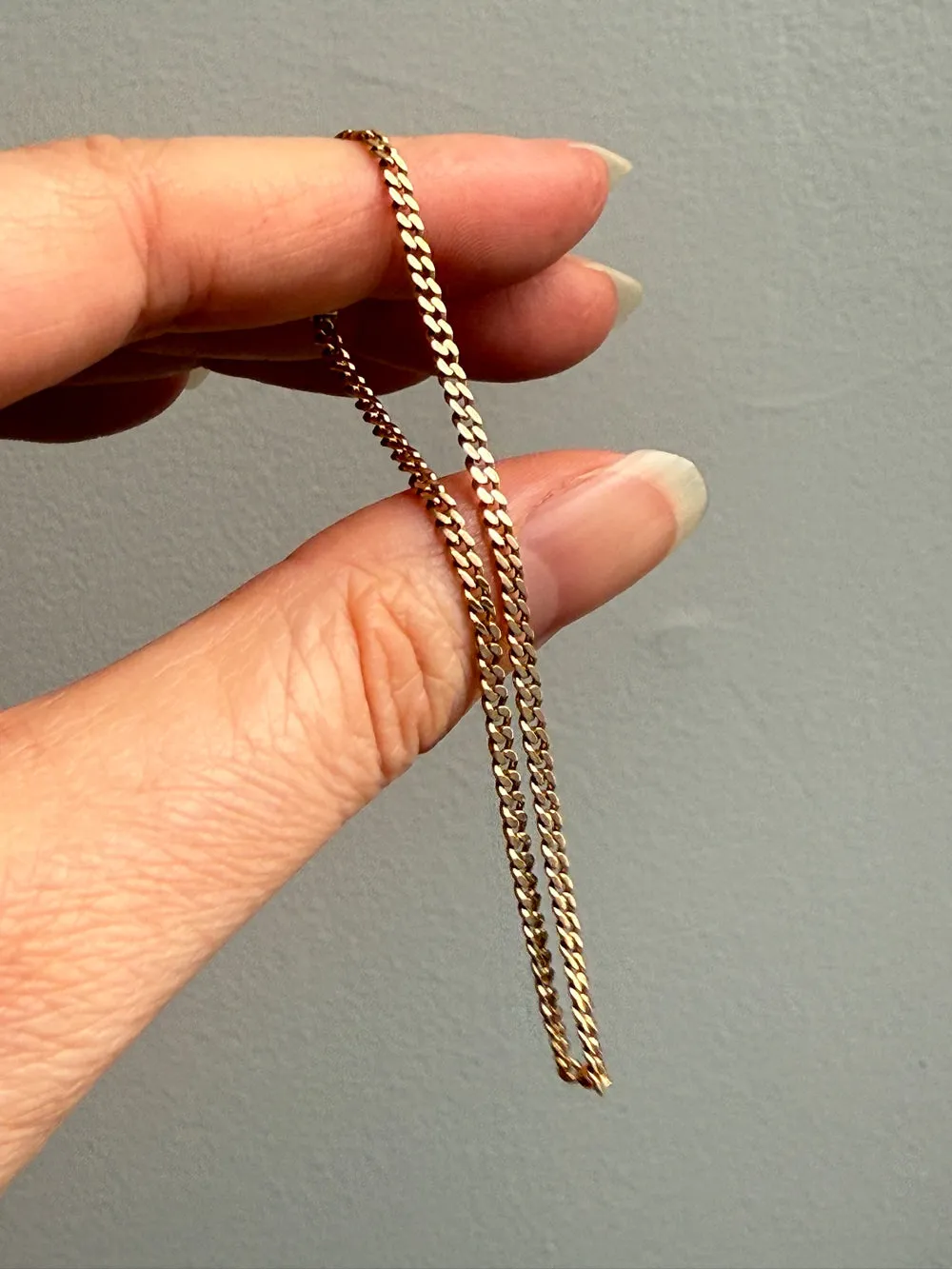 Victorian era 18k gold skinny pressed curb bracelet - 7.3 inch length