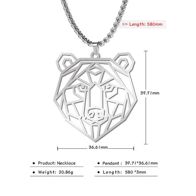 Viking Pendant Chain Necklace, Wolf/ Fox/ Bear/ Dog/ Turtle/ Tiger
