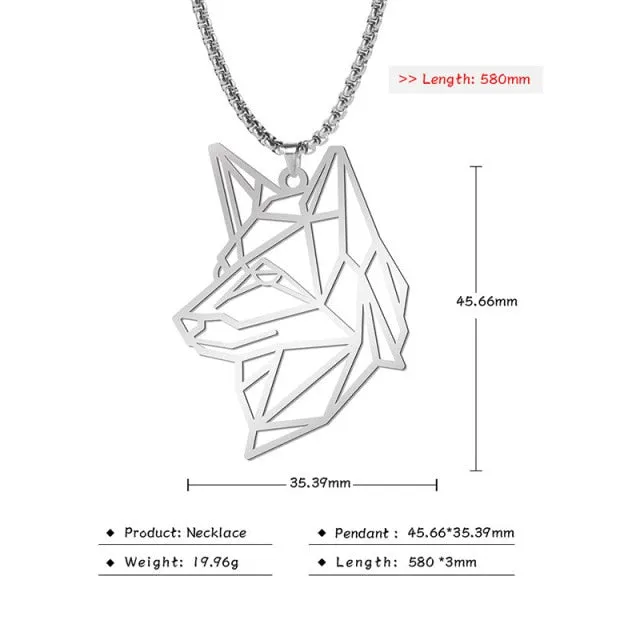Viking Pendant Chain Necklace, Wolf/ Fox/ Bear/ Dog/ Turtle/ Tiger