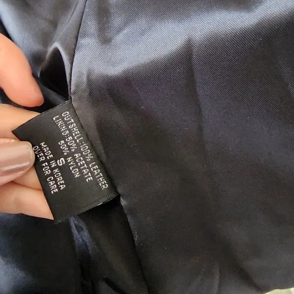 VINTAGE 1990s Virginia Slims BLK Leather Military Motorcycle Jacket Small