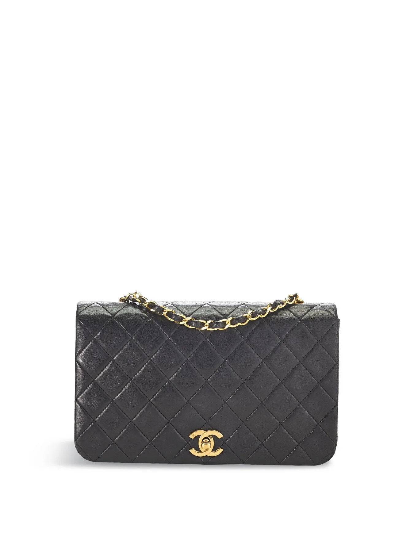 Vintage Chanel Black Lamb Full Flap Bag 9