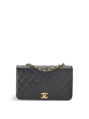 Vintage Chanel Black Lamb Full Flap Bag 9