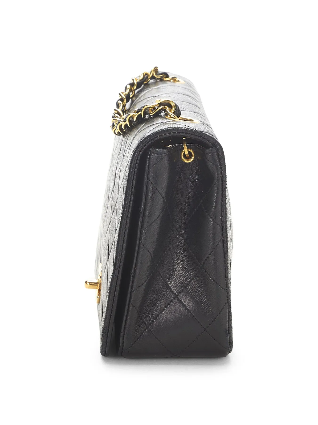Vintage Chanel Black Lamb Full Flap Bag 9