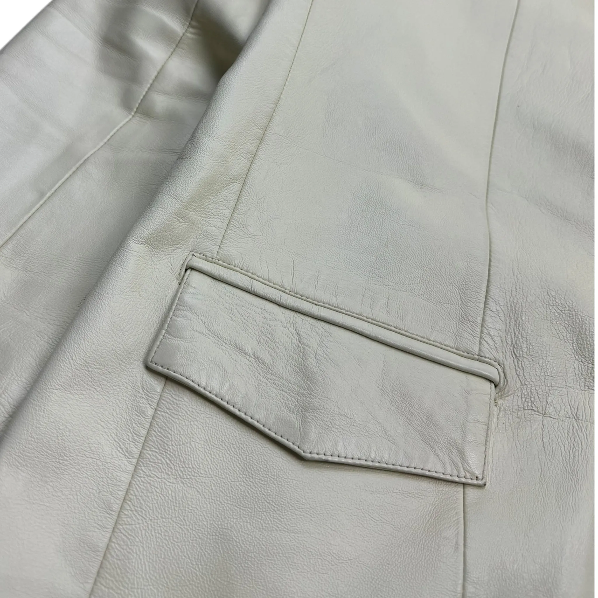 Vintage Concept Leather Trench Coat Off White