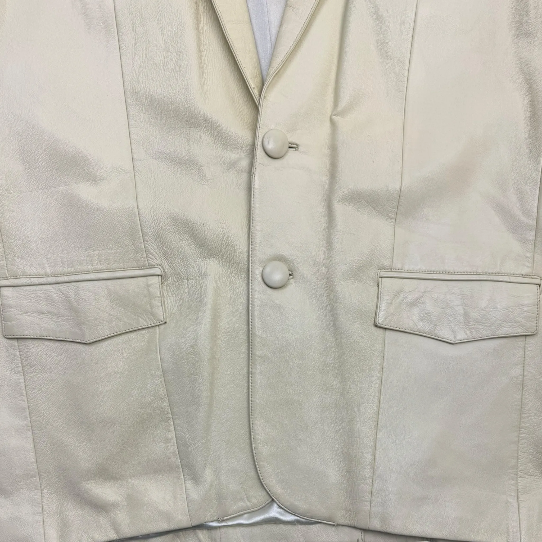 Vintage Concept Leather Trench Coat Off White