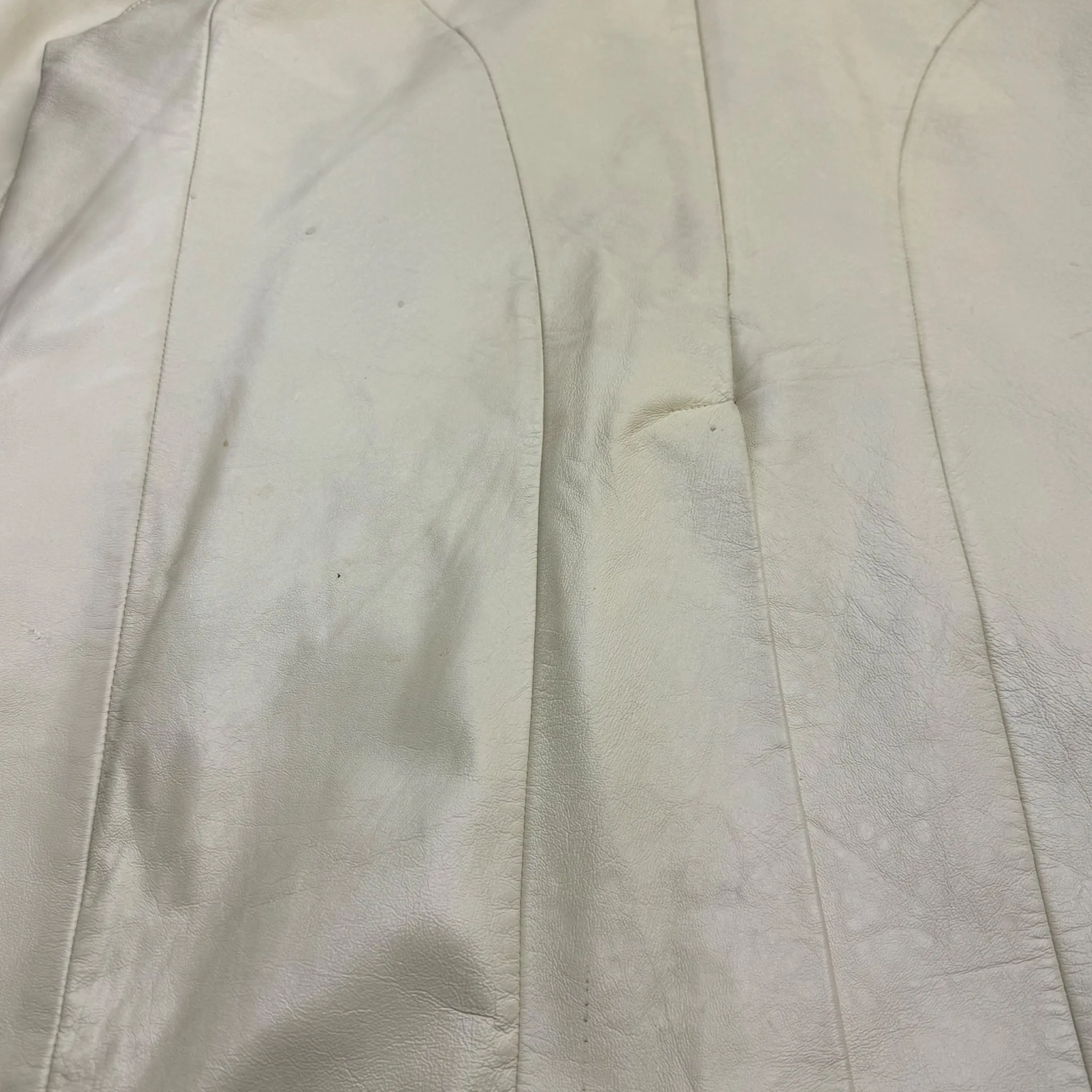 Vintage Concept Leather Trench Coat Off White