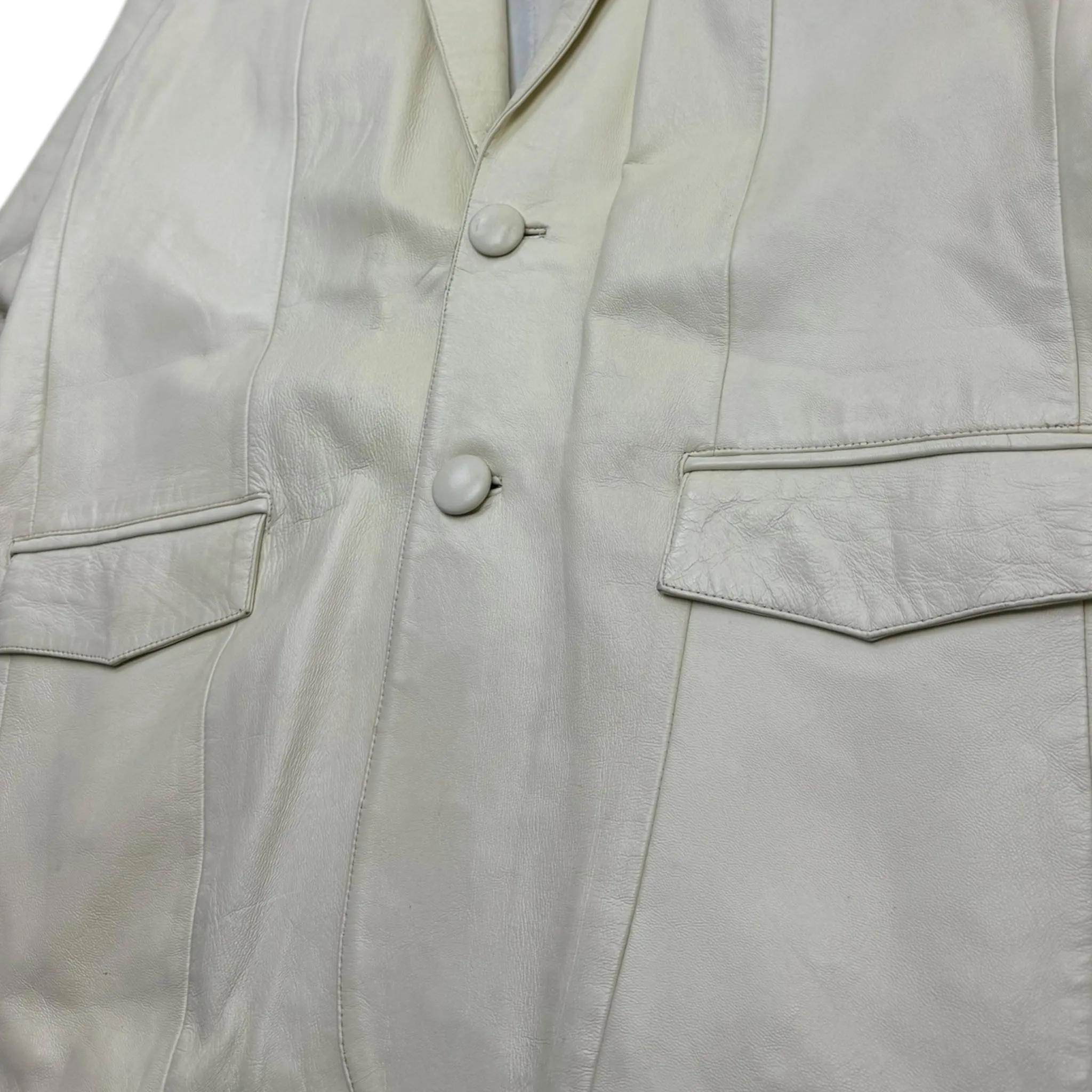 Vintage Concept Leather Trench Coat Off White