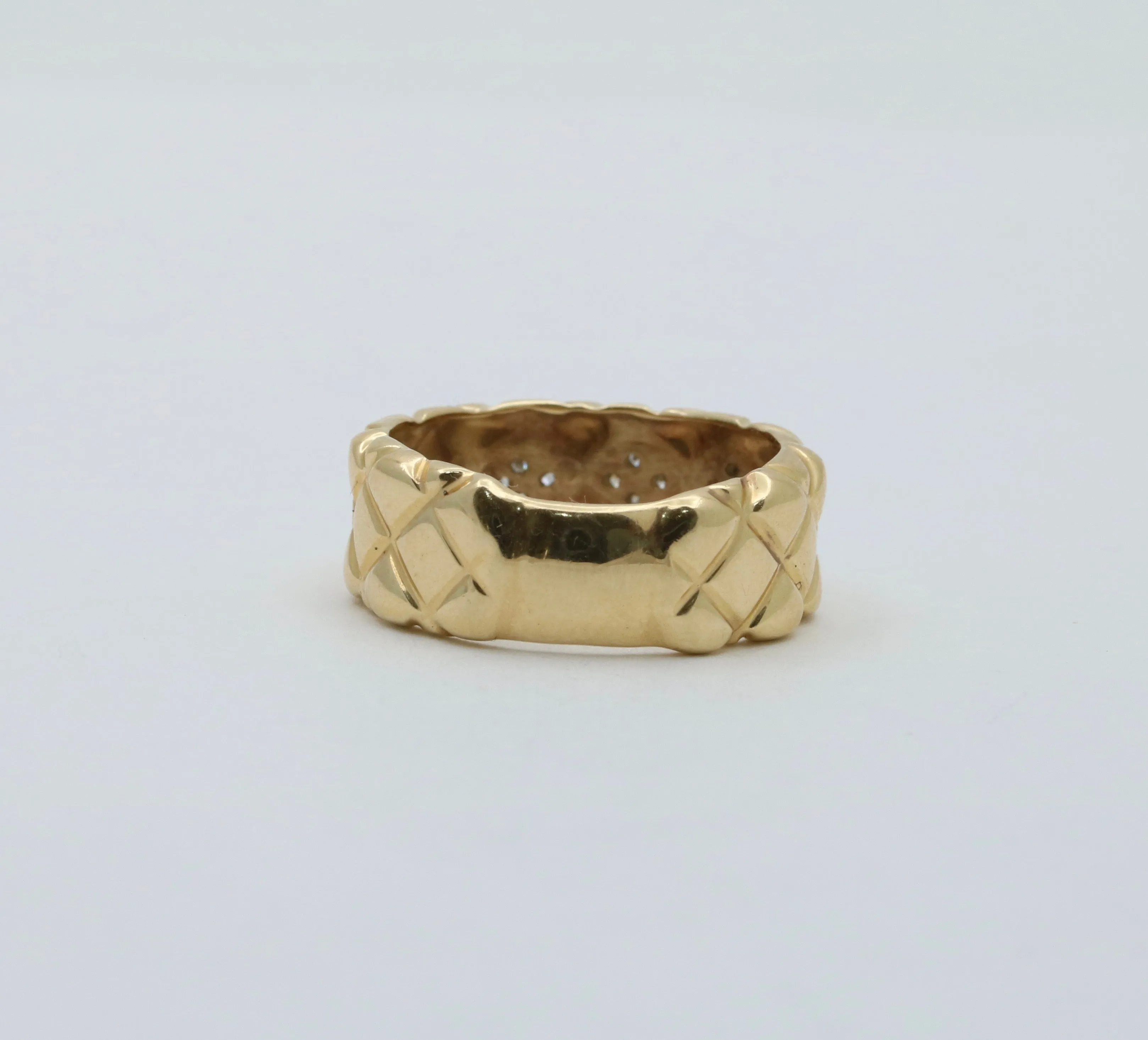 Vintage Diamond and 14K Gold Quilted Band