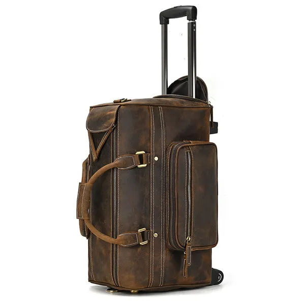 Vintage Full Grain Leather Travel Bag Handmade Leather Duffle Bag Holdall Trolley Luggage Bag